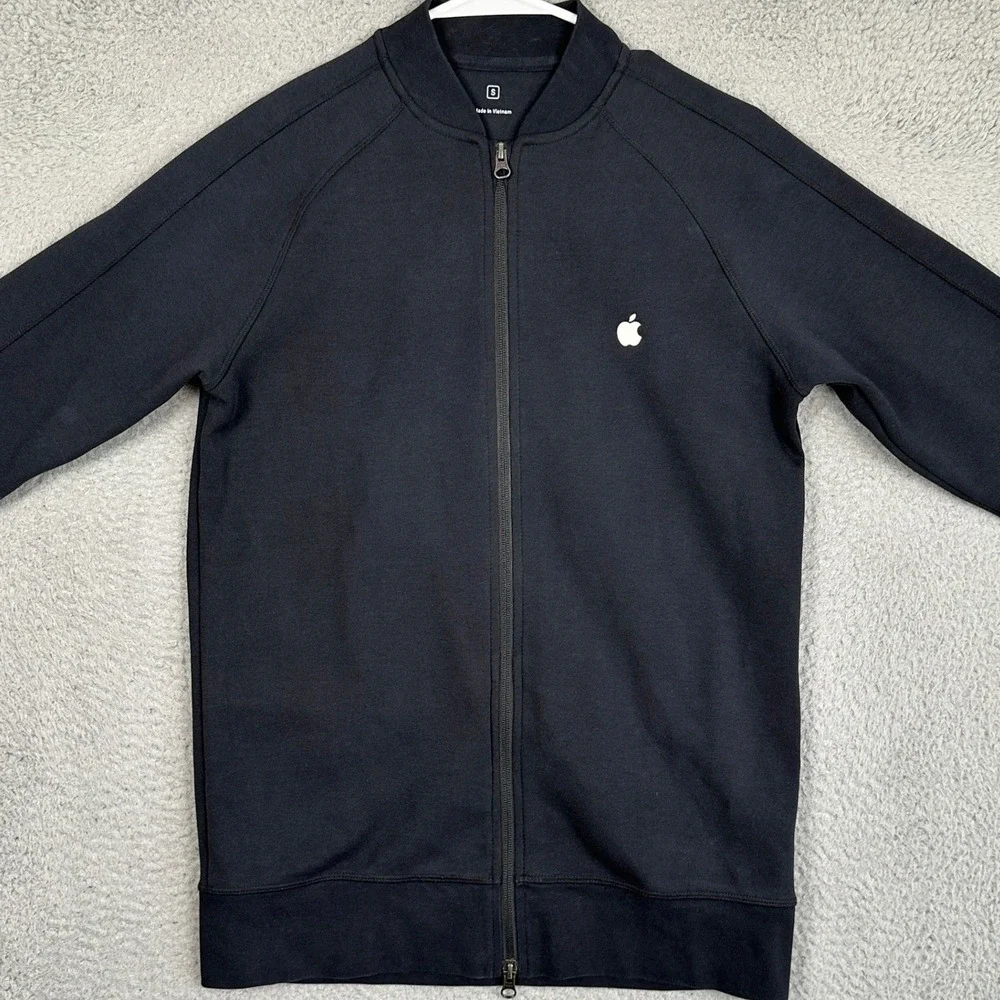 Apple Employee Exclusive Jacket Men Small Black Full Zip Bomber Long Sleeve Logo